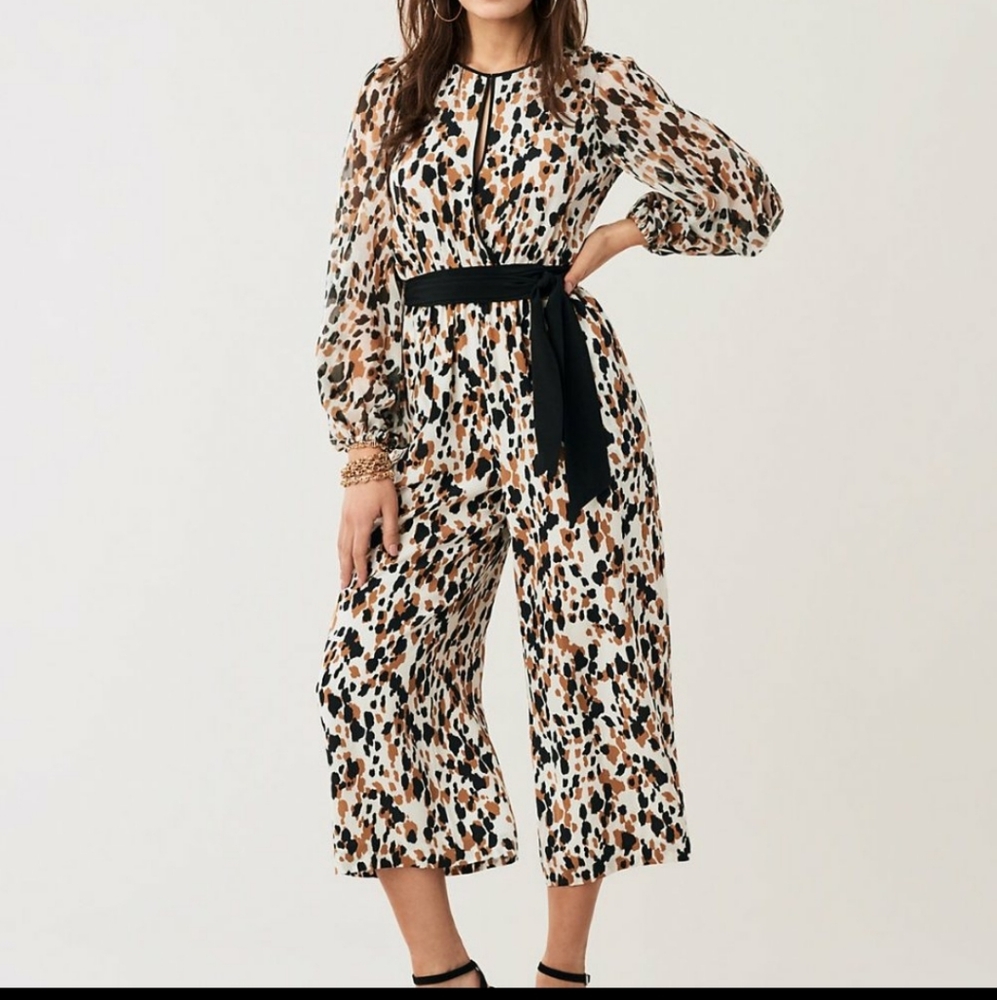 DVF Delphi Apaloosa Chestnut black silk jumpsuit